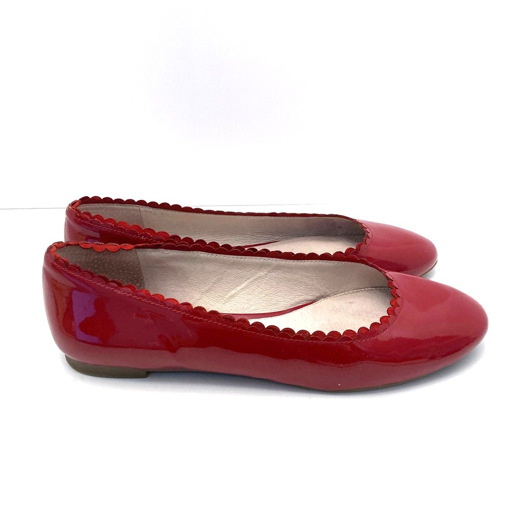 Louise et Cie Caynlee Red Patent Leather Ballet Flats Scalloped Edge Womens 9 39 - Picture 4 of 9